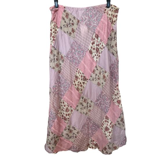 Blue Plate Skirt Women's Jr Size XXXL  Pink Patchwork Prairie Boho Festival NWT - Picture 1 of 9